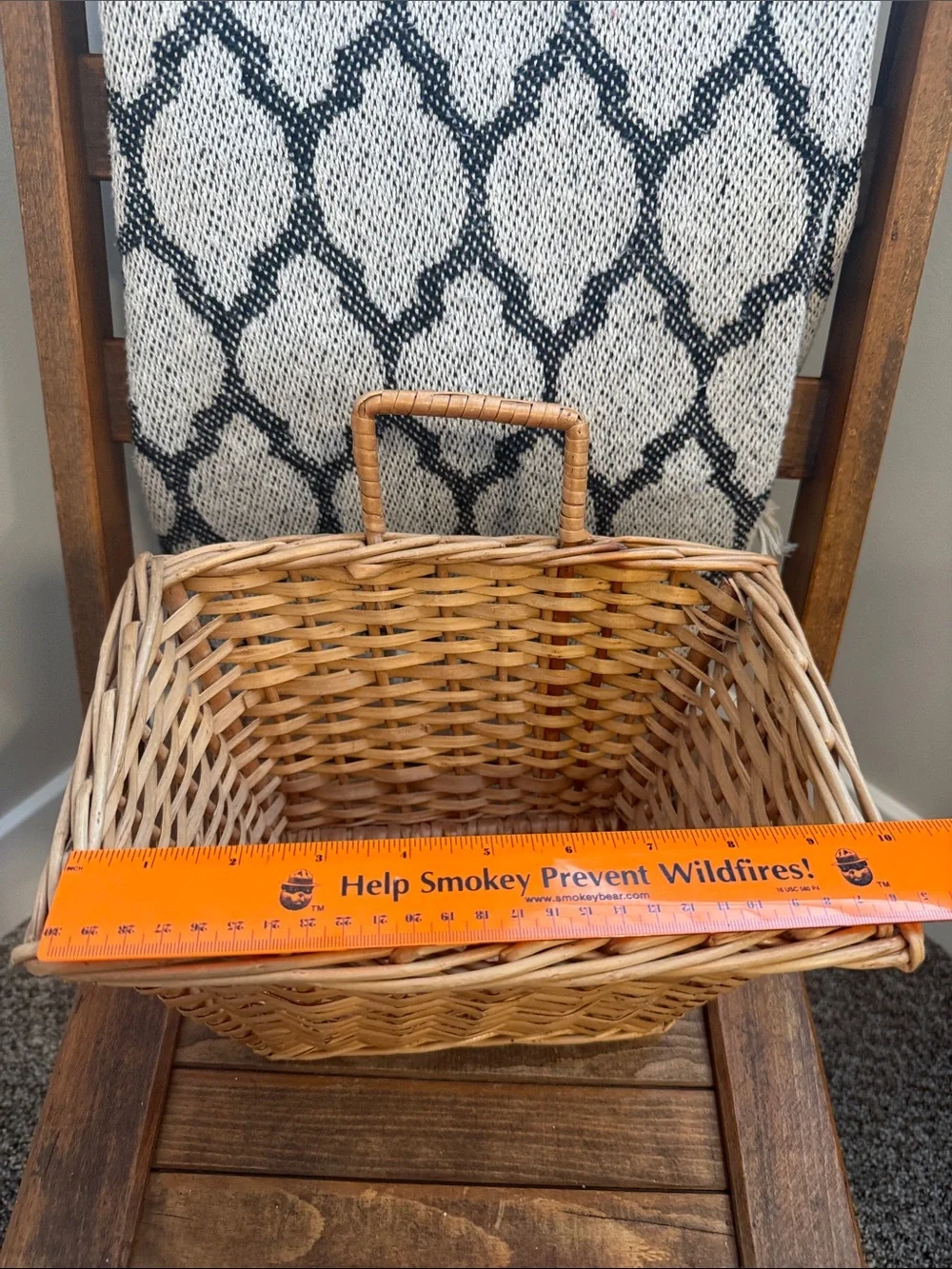 Woven Wicker Basket With Handle Natural Storage Basket Farmhouse Decor Cottage
